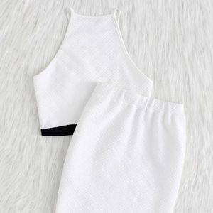 BRAND NEW * 2pc B&W Halter Top and Skirt set